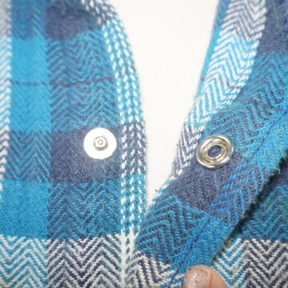Vintage Oversized Boyfriend Pearl Snap Cotton Plaid Shacket Large - Picture 4 of 8